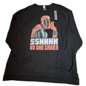 Marvel Crewneck Sweatshirt – Men’s 4XL, Black, “SSHHHH No One Cares” Graphic